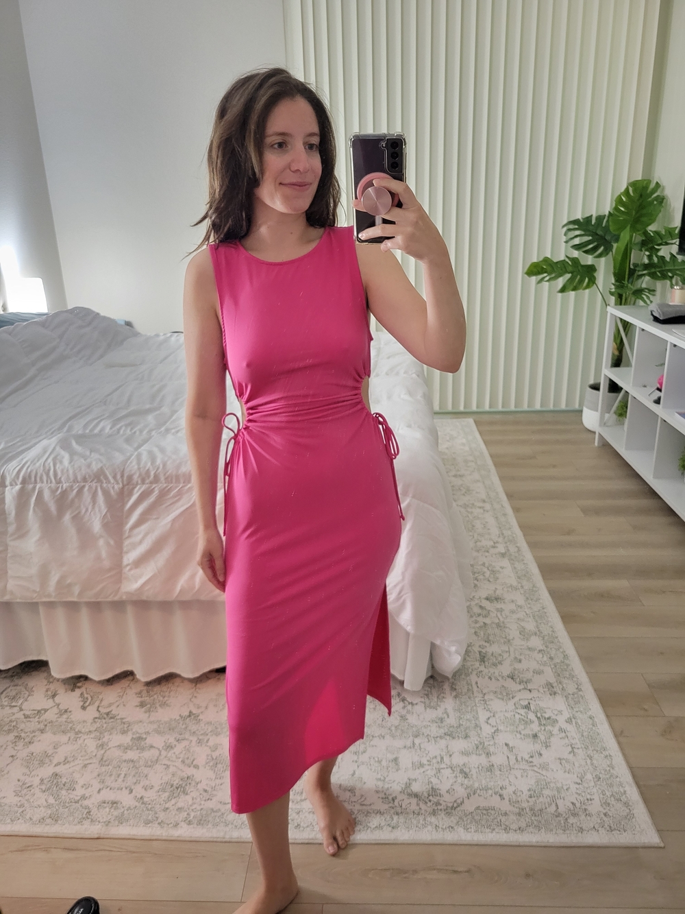 Ambiance Fuchsia Side-Tie Midi Dress